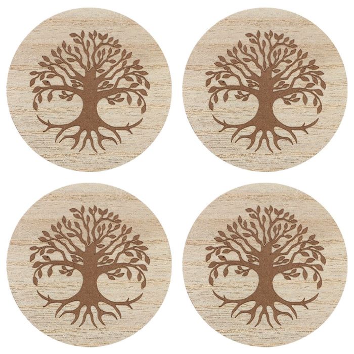 Wooden Tree Of Life Coaster Set of 4