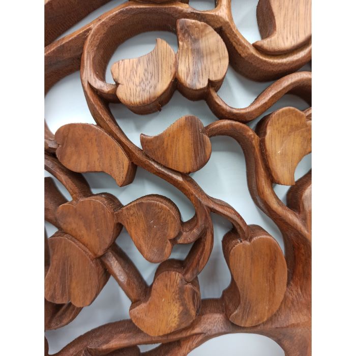 Hand Carved Wooden Tree Of Life Panel - 40cm