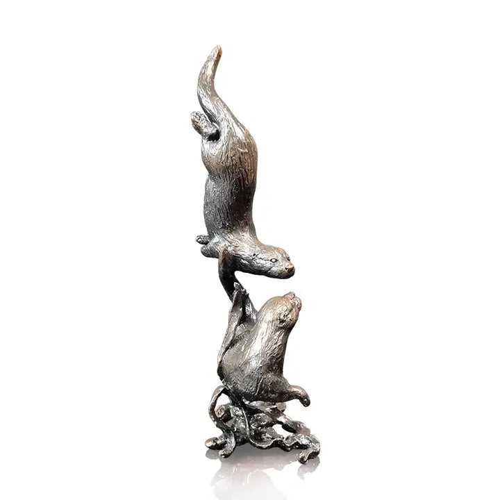 Limited Edition Bronze Otter Pair Playing - 13.2cm