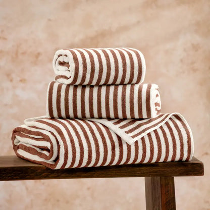 Hebden Striped Hand Towel Pecan - 100% Cotton