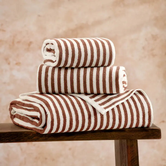 Hebden Striped Bath Towel Pecan - 100% Cotton