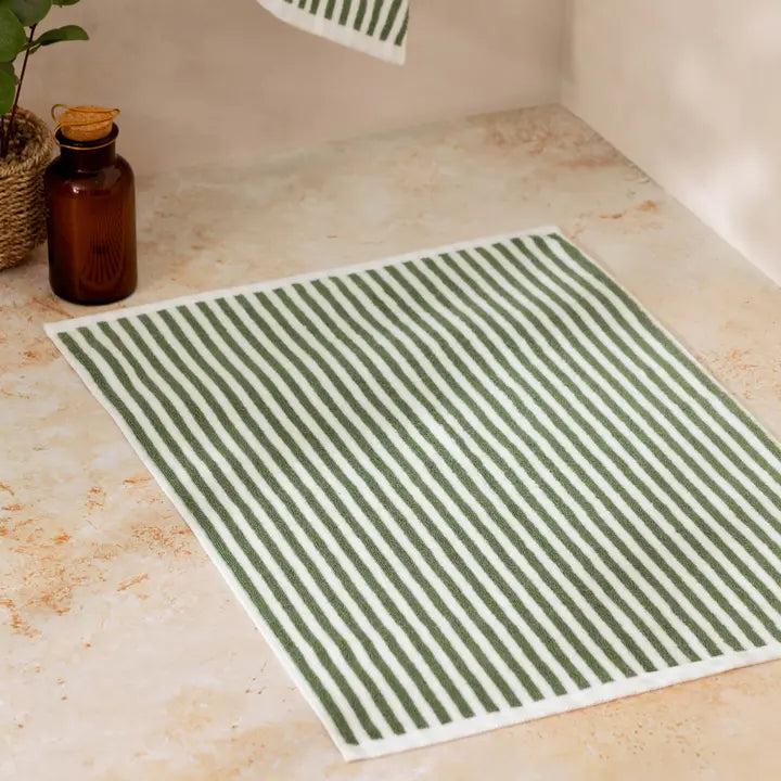 Hebden Striped Cotton Bath Mat Forest - 100% Cotton