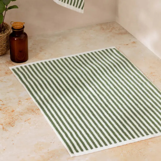 Hebden Striped Cotton Bath Mat Forest - 100% Cotton