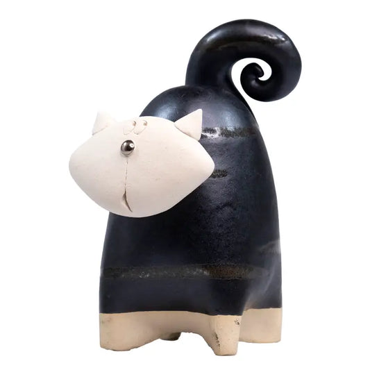 Chunky Cat Ceramic Figurine in Black - 14cm
