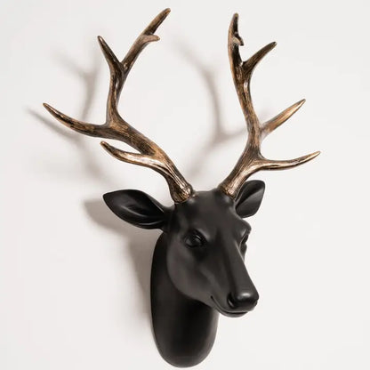 Black and Gold Stag Head - 43cm