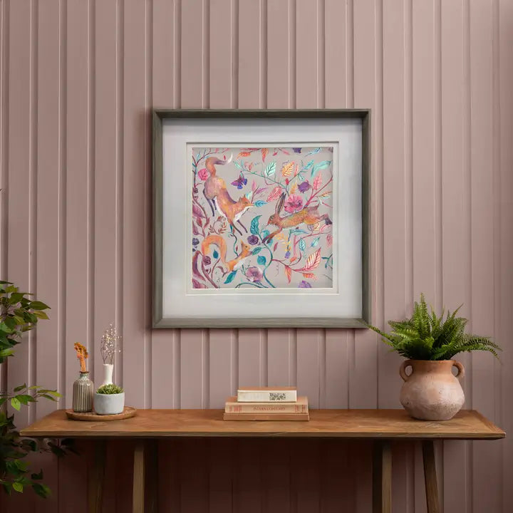 Leaping Into the Fauna Framed Print Nut - 81x81cm