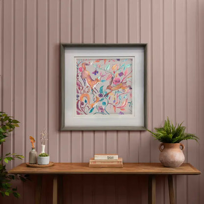 Leaping Into the Fauna Framed Print Nut - 81x81cm