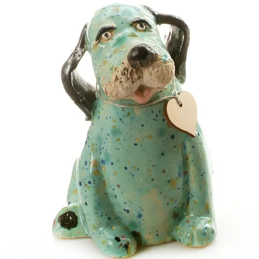 Puppy Dog Ceramic Figurine in Mint - 16cm