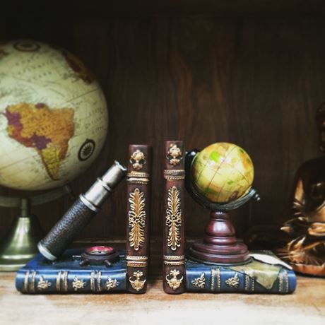 Globe & Telescope Bookends - 16cm