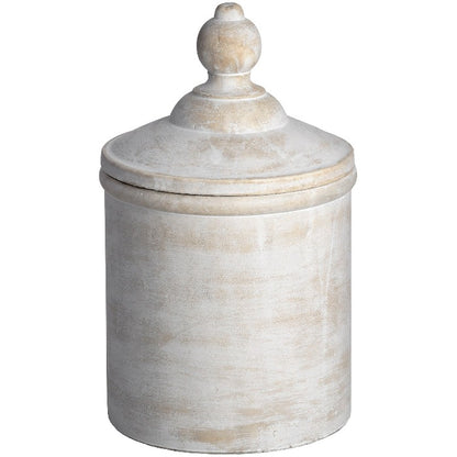 Antique White-Washed Stone Storage Jar - 25cm