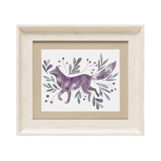 Nishiki Fox Framed Print Birch/Violet - 33.6x38.6cm