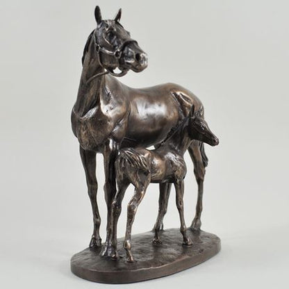 Mare & Foal, Cold Cast Bronze Sculpture by David Geenty - 17.5cm