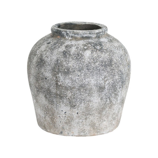 White Stone Aged Vase - 30cm