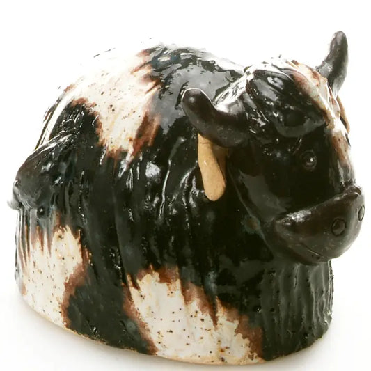 Round Cow Ceramic Figurine in Dairy - 12cm