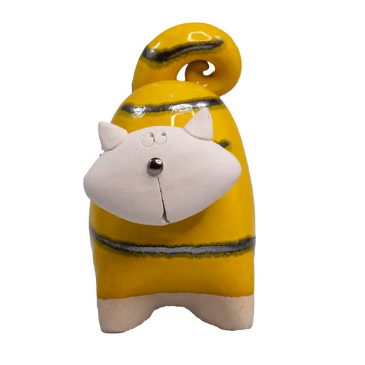 Chunky Cat Ceramic Figurine in Yellow - 14cm