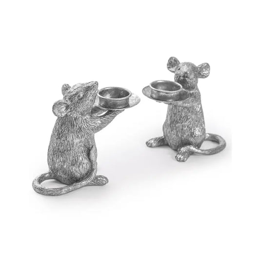 Pair of Silver Mouse Candle Holders