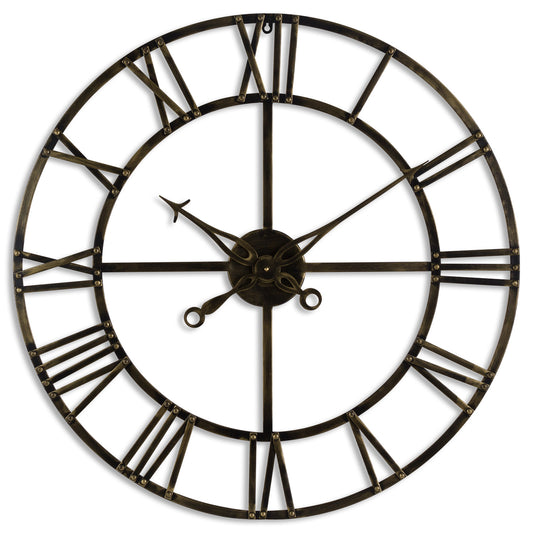 Small Antique Brass Skeleton Clock - 80cm