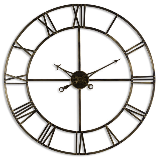 Large Antique Brass Large Skeleton Clock - 100cm