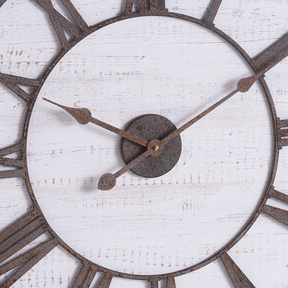 Rustic Wooden Clock With Aged Numerals And Hands - 68cm