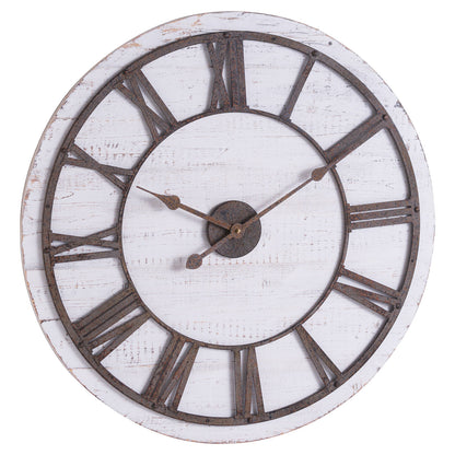 Rustic Wooden Clock With Aged Numerals And Hands - 68cm