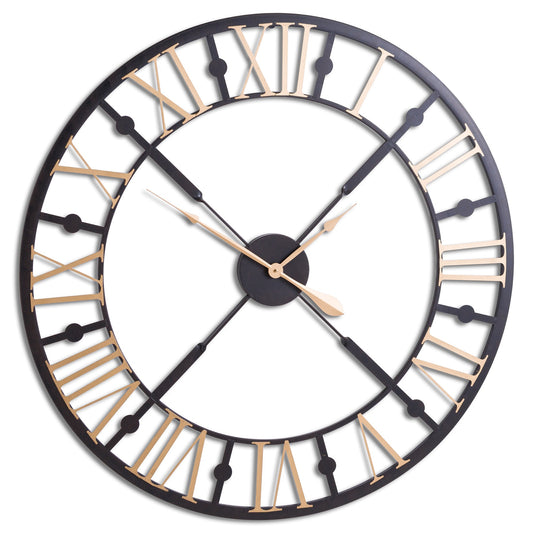Black And Gold Skeleton Clock - 95cm