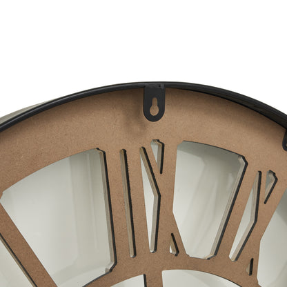 Black Framed Skeleton Clock With White Roman Numerals - 80cm