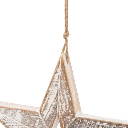 Antique White Wooden Star - 35cm