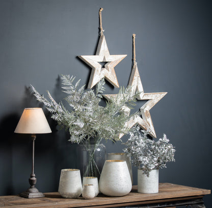 Antique White Wooden Star - 35cm