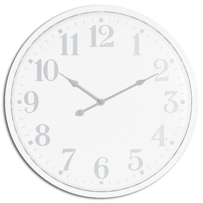 White and Silver Aubrey Wall Clock - 49cm