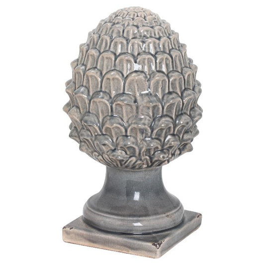 Grey Ceramic Pine Cone Standing Ornament - 35cm