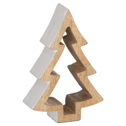 Snowy Standing Wooden Tree - 14cm