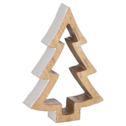 Snowy Standing Wooden Tree - 20cm