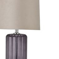 Grey Metallic Glass Lamp W/ Velvet Shade - 66cm