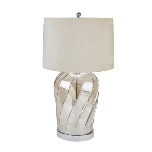 Metallic Glass Lamp W/ Velvet Shade - 80cm