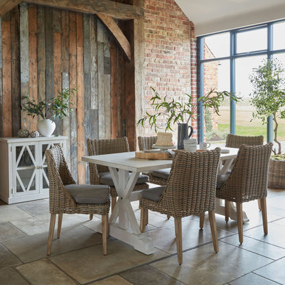 Beige Wicker Outdoor Round Dining Chair - 90cm