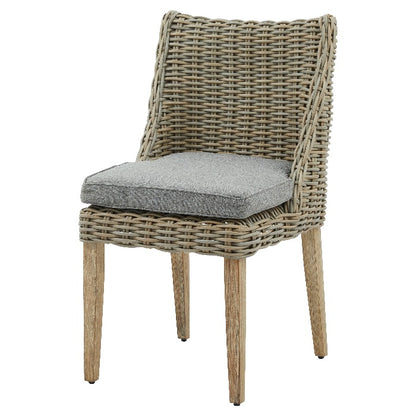 Beige Wicker Outdoor Round Dining Chair - 90cm