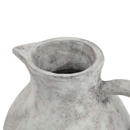 White Stone Jug Vase - 23cm