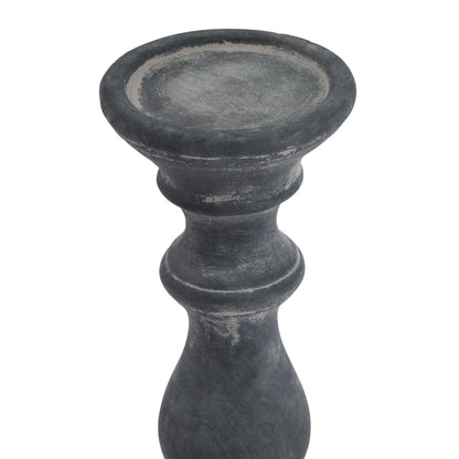 Dark Grey Column Ceramic Candle Holder - 30cm