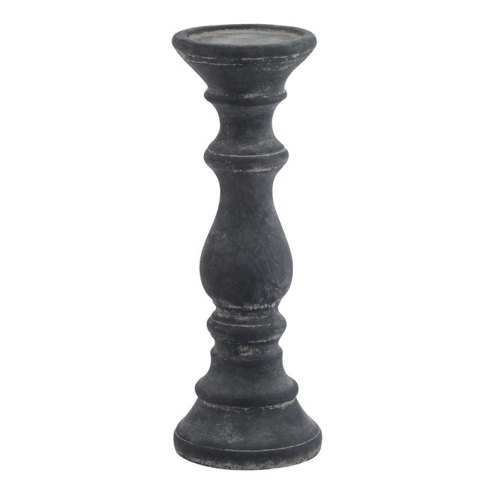 Dark Grey Column Ceramic Candle Holder - 30cm