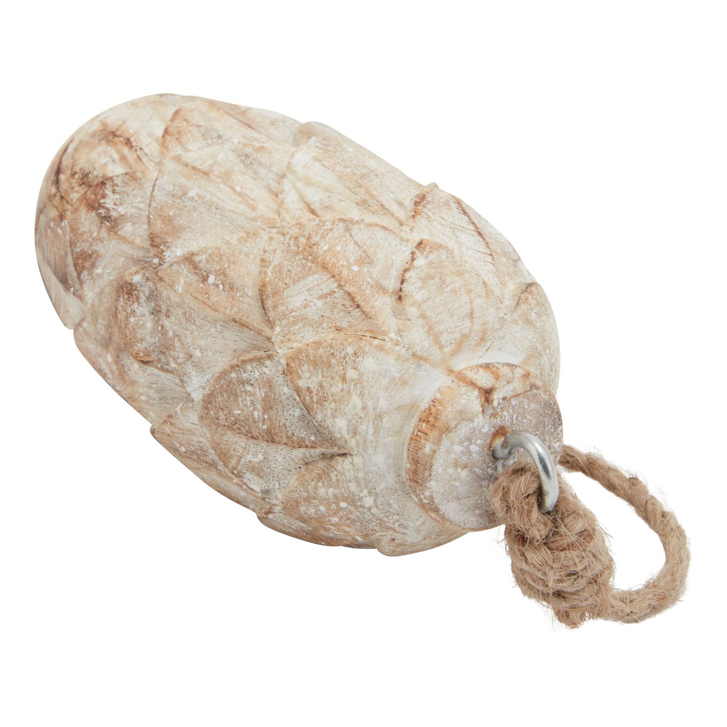 White Wash Wooden Pine Cone Bauble - 13cm