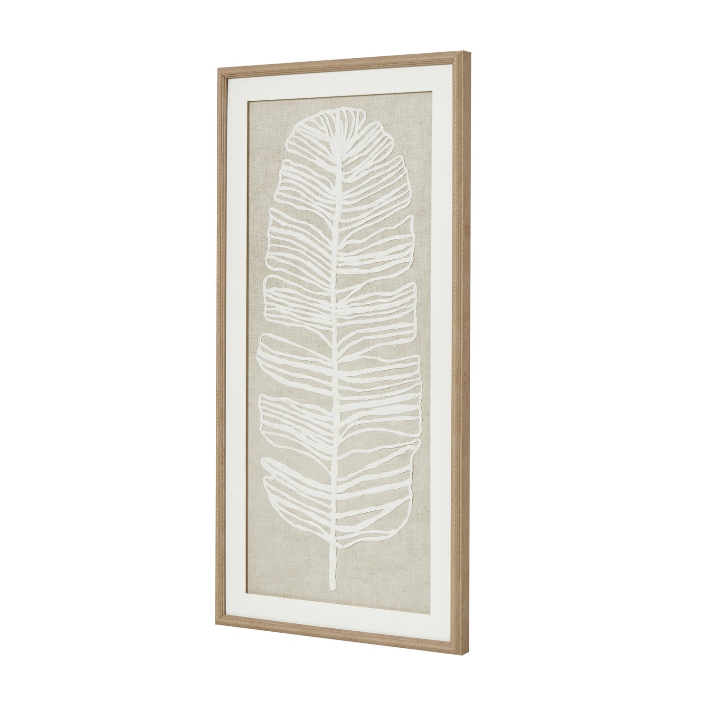 Large Plume White Feather Art Mounted In Beaded Frame - 80cm