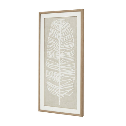 Large Plume White Feather Art Mounted In Beaded Frame - 80cm