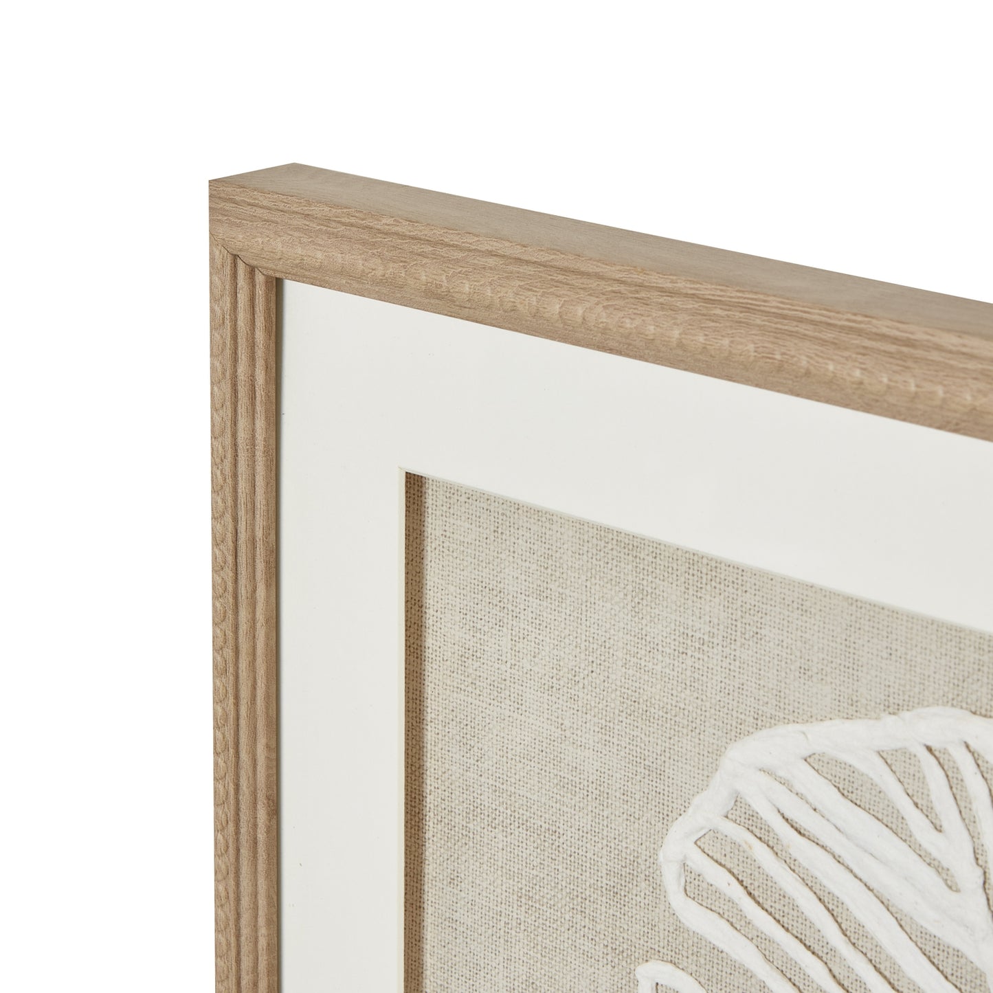 Large Plume White Feather Art Mounted In Beaded Frame - 80cm