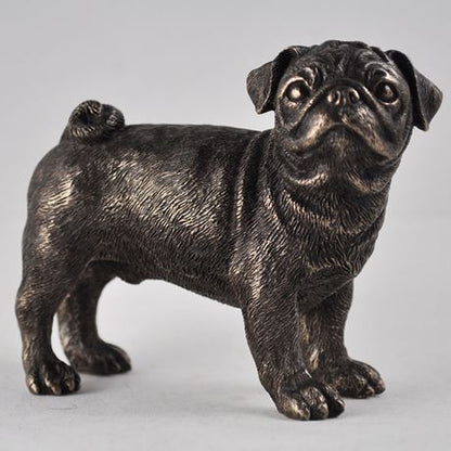 Standing Pug, Cold Cast Bronze Sculpture - 9.5cm