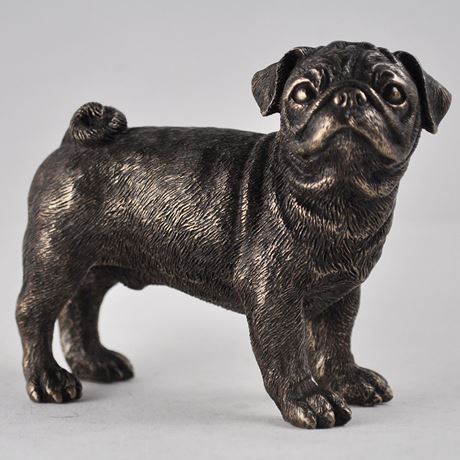 Standing Pug, Cold Cast Bronze Sculpture - 9.5cm