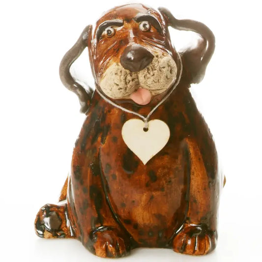 Puppy Dog Ceramic Figurine in Brown Mocha - 16cm