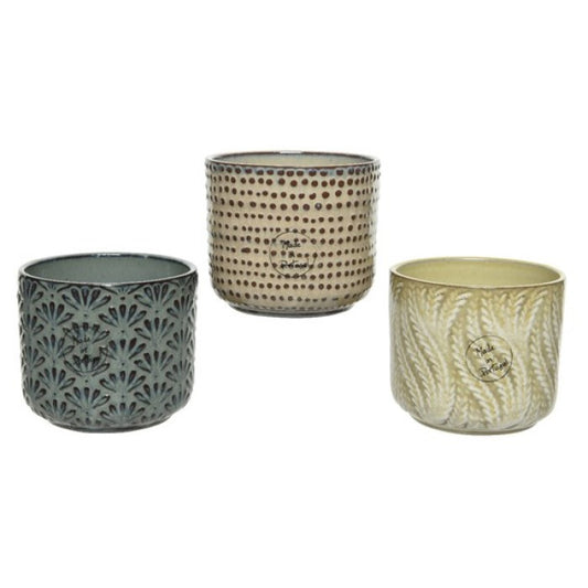 Embossed Terracotta Neutral Planters - 10cm