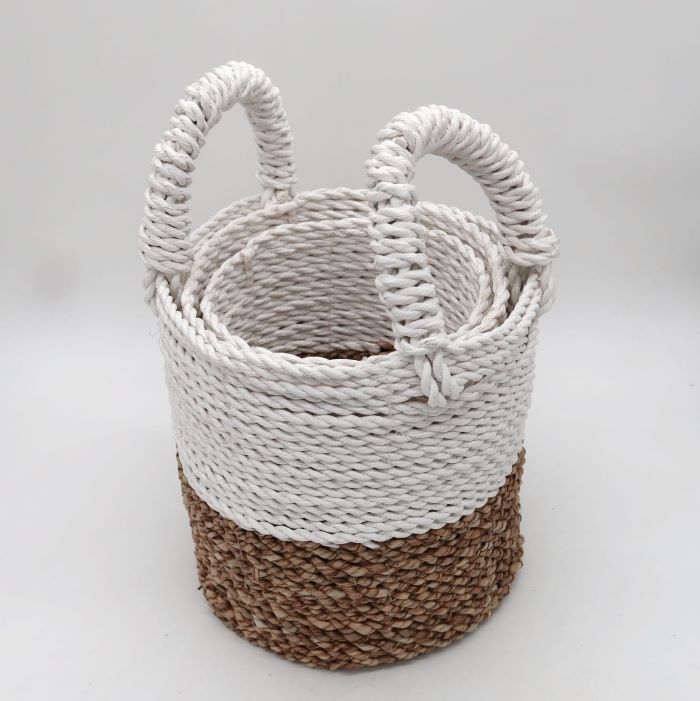 Set of 3 Natural Seagrass Storage Baskets