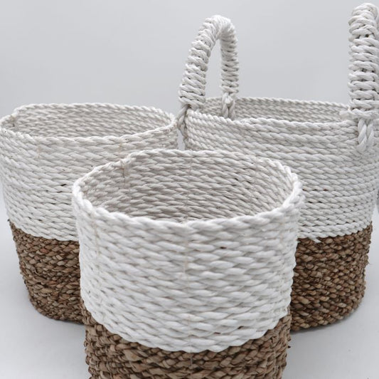 Set of 3 Natural Seagrass Storage Baskets