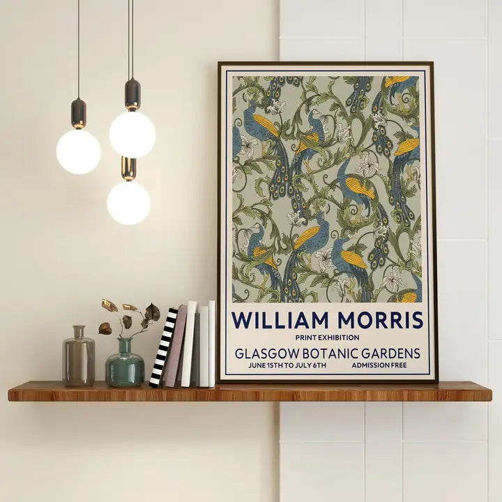 William Morris, Glasgow Vintage Art Nouveau Peacock Bird Art